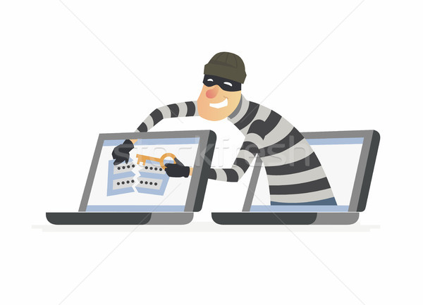 Hacker stealing password - cartoon people characters illustration Stock photo © Decorwithme