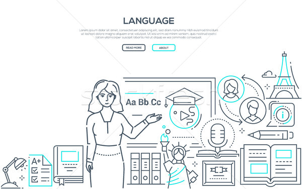 Сток-фото: язык · урок · красочный · линия · дизайна · стиль