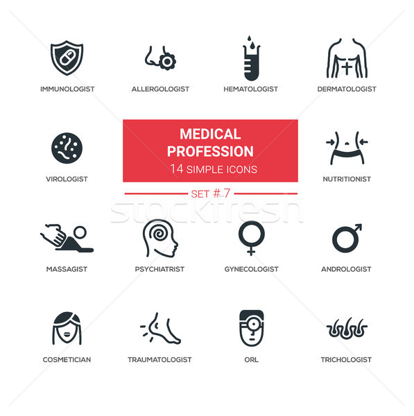 Medical professions - Modern simple thin line design icons, pictograms set Stock photo © Decorwithme