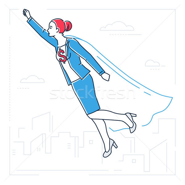 Businesswoman with a super power - line design style isolated illustration Stock photo © Decorwithme