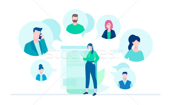 Online meeting - flat design style illustration Stock photo © Decorwithme