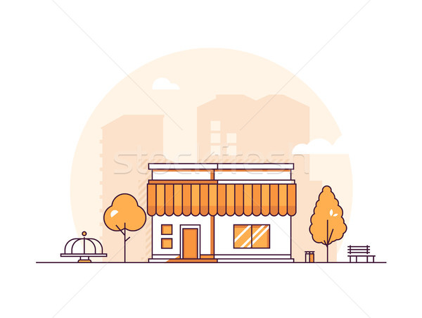 Foto stock: Pequeño · tienda · moderna · delgado · línea · diseno