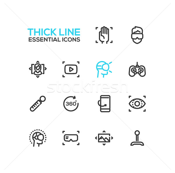 Virtual Reality - Thick Single Line Icons Set Stock photo © Decorwithme