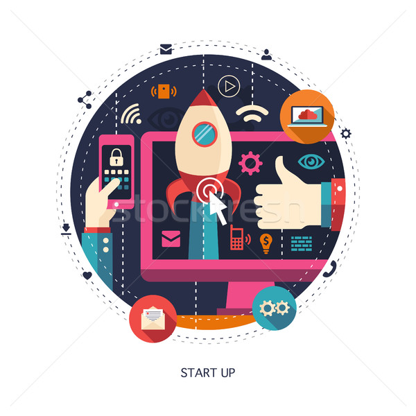 Illustration of flat design start up business composition with r Stock photo © Decorwithme