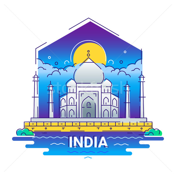 India - modern vector line travel illustration Stock photo © Decorwithme