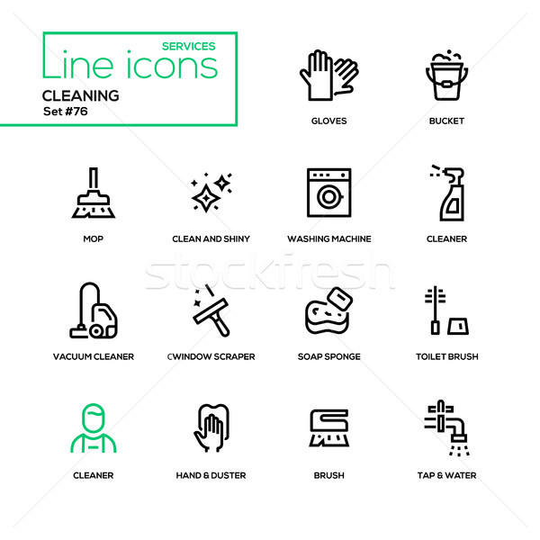 Cleaning - line design icons set Stock photo © Decorwithme