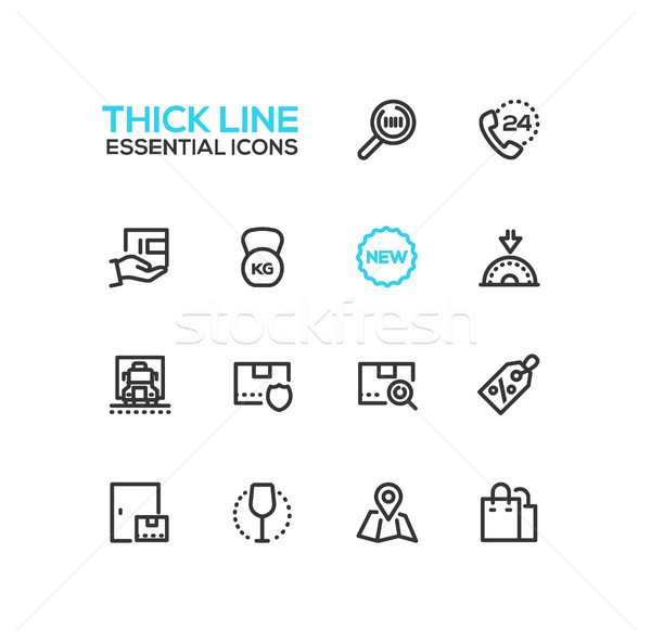 Delivery Service - modern vector single thick line icons set Stock photo © Decorwithme