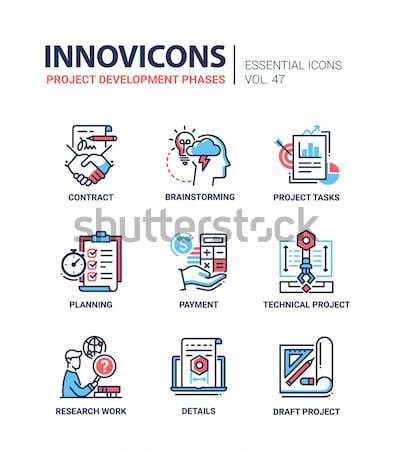 Project Development Phases - modern vector line icons set Stock photo © Decorwithme