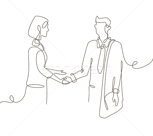 Business agreement - one line design style illustration Stock photo © Decorwithme