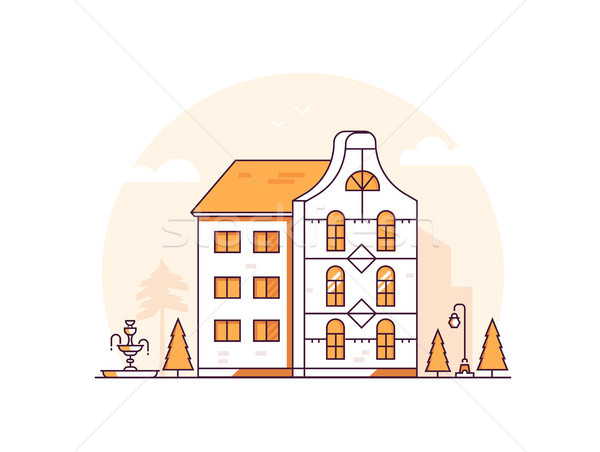 Apartment house - modern thin line design style vector illustration Stock photo © Decorwithme
