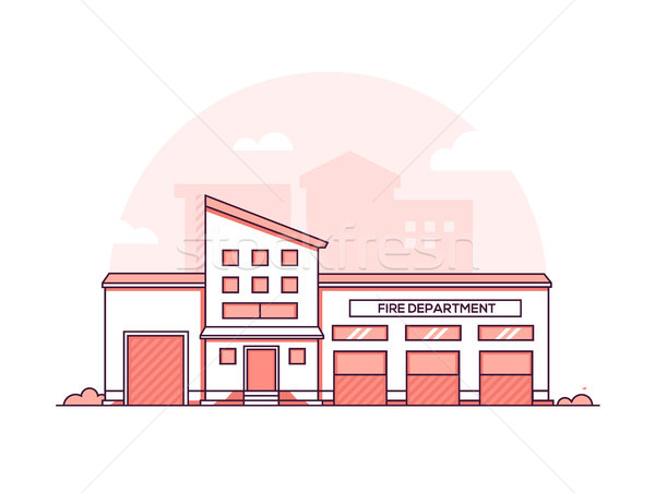 Fire department - modern thin line design style vector illustration Stock photo © Decorwithme
