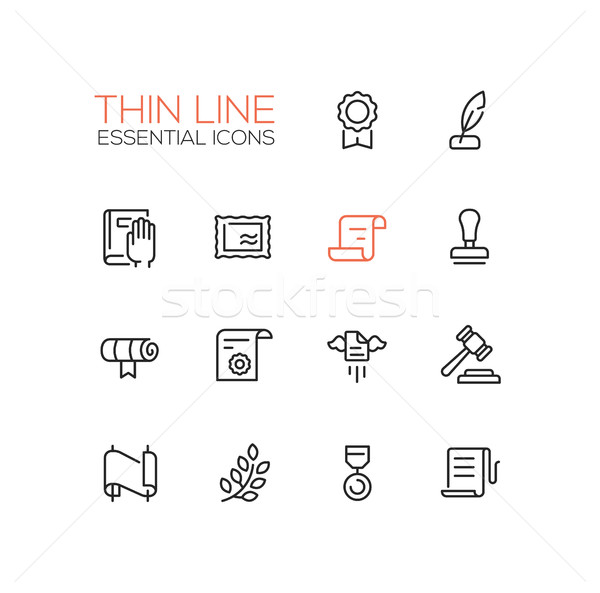 Law and Justice - Thin Line Icons Set Stock photo © Decorwithme