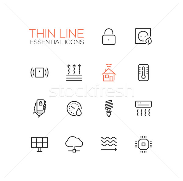 Smart House - Thin Single Line Icons Set Stock photo © Decorwithme