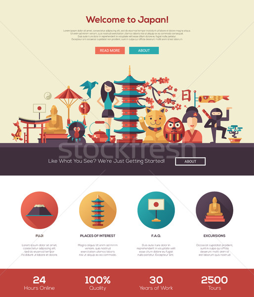 Traveling to Japan website header banner with webdesign elements Stock photo © Decorwithme