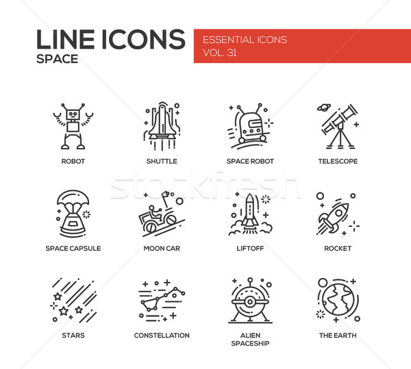 The Space - line design icons set Stock photo © Decorwithme