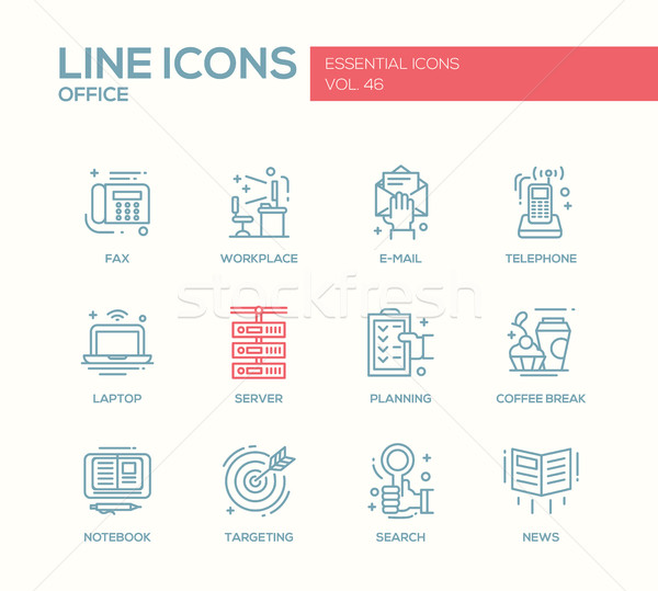 Office - flat design line icons set Stock photo © Decorwithme