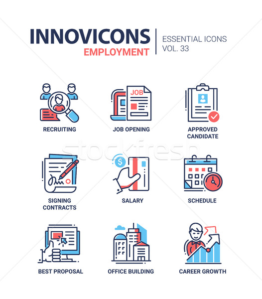 Employment- modern vector line icons set Stock photo © Decorwithme