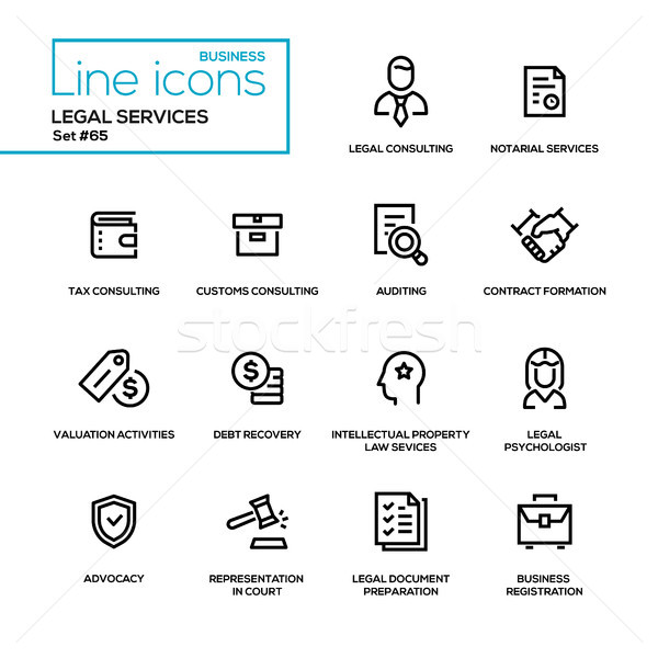 Legal services - line design icons set Stock photo © Decorwithme
