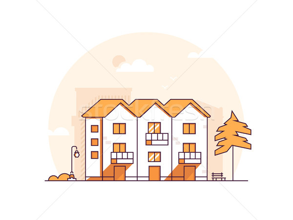 Apartment house - modern thin line design style vector illustration Stock photo © Decorwithme