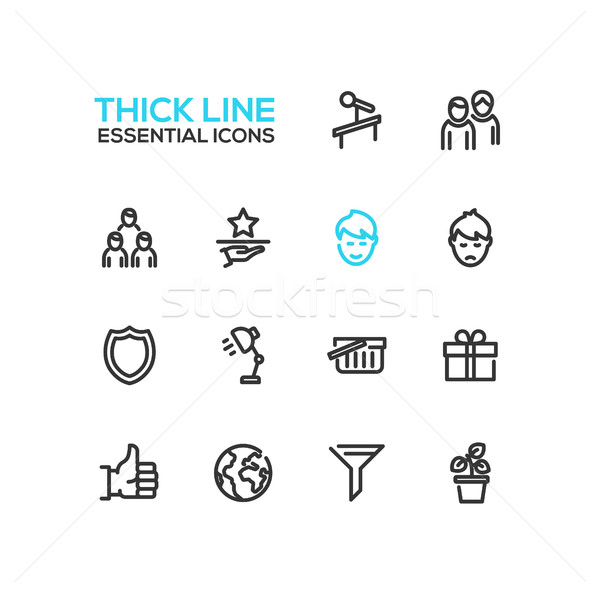 Business - Thick Single Line Icons Set Stock photo © Decorwithme