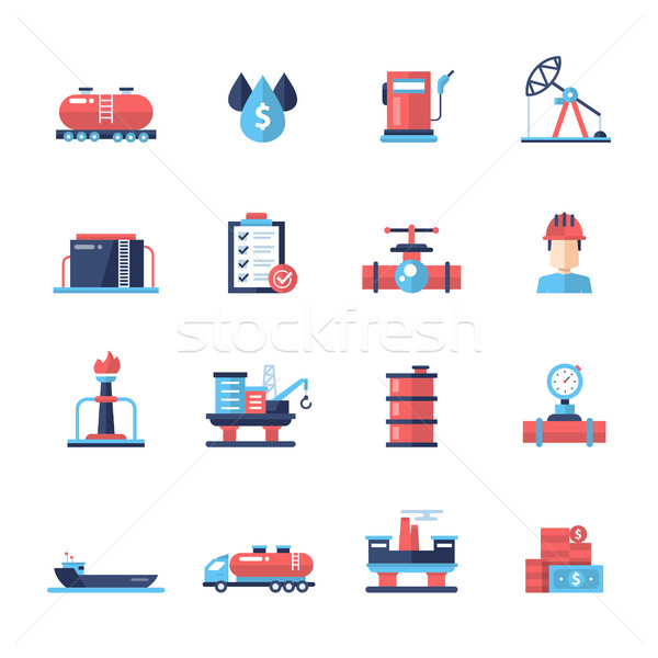 Oil, gas industry modern flat design icons and pictograms Stock photo © Decorwithme