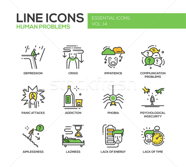 Human psychological problems- line design icons set Stock photo © Decorwithme