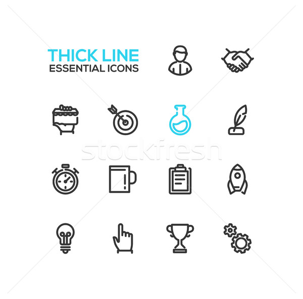 Stock photo: Business, Finance Symbols - thick line design icons set