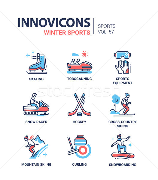 Winter sports - line design icons set Stock photo © Decorwithme