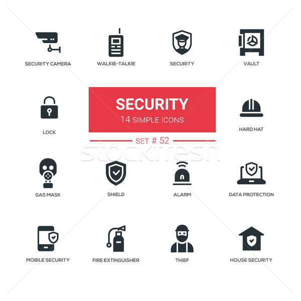 Business concept, security - line design icons set Stock photo © Decorwithme