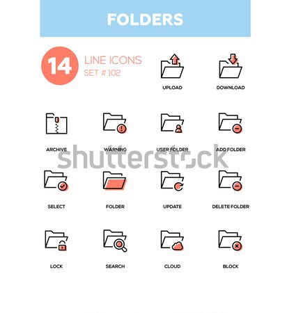 Folders - modern line design icons set Stock photo © Decorwithme