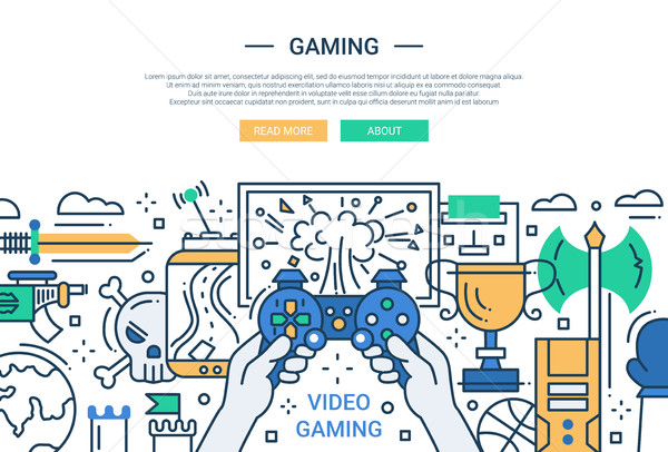 Video Gaming - line design website banner Stock photo © Decorwithme