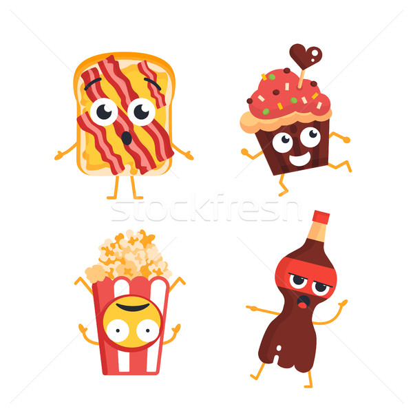 Fast Food Characters - vector set of mascot illustrations. Stock photo © Decorwithme