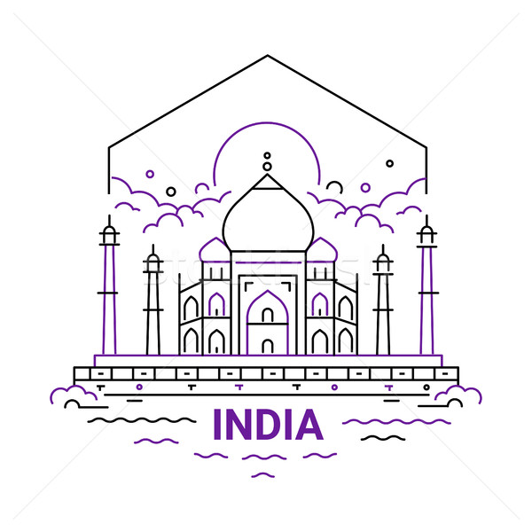 Stock photo: India - modern vector line travel illustration