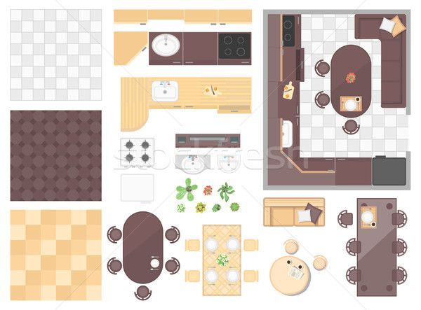 Kitchen elements - set of modern vector objects Stock photo © Decorwithme