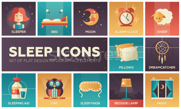 Sleeping - flat design icons set Stock photo © Decorwithme