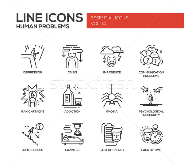 Menschlichen Probleme line Design Set Stock foto © Decorwithme