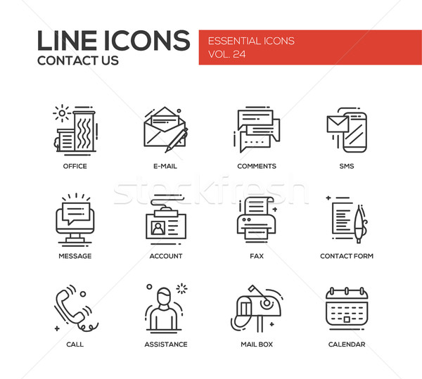 Contact Us - line design icons set Stock photo © Decorwithme