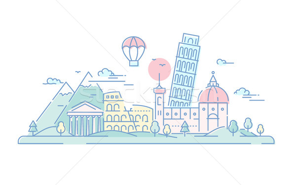 Italy - vector line travel illustration Stock photo © Decorwithme