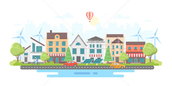 Eco-friendly city district - modern flat design style vector illustration Stock photo © Decorwithme
