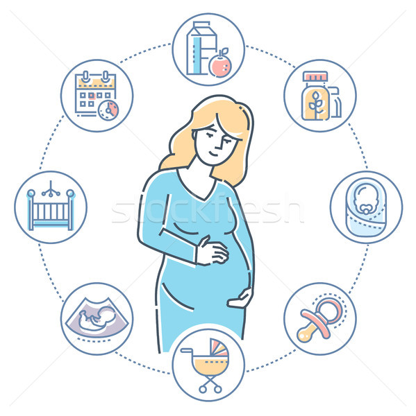 Pregnancy - colorful line design style illustration Stock photo © Decorwithme