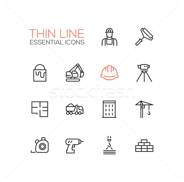 Construction - Thin Single Line Icons Set Stock photo © Decorwithme