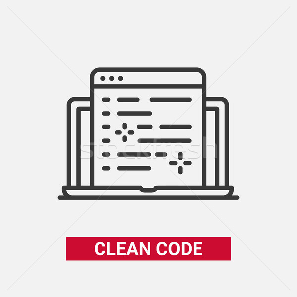 Clean Code - modern single vector line design icon. Stock photo © Decorwithme