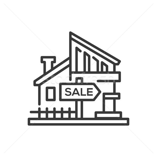Сток-фото: дома · продажи · линия · дизайна · изолированный · икона