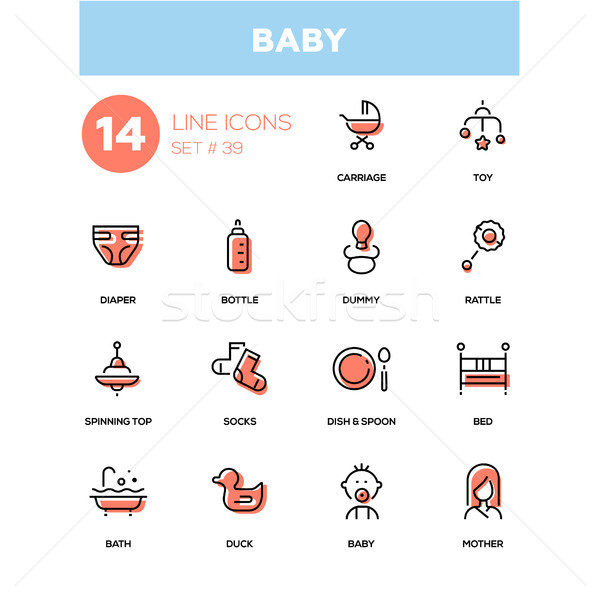 Baby - line design icons set Stock photo © Decorwithme