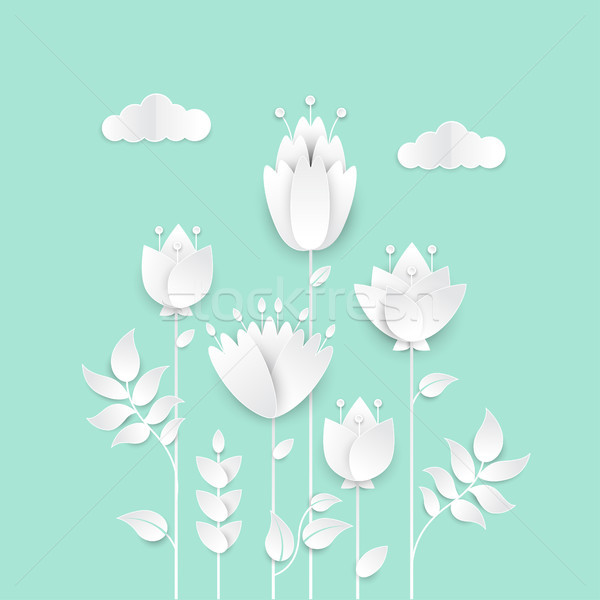 Papier gesneden bloemen moderne vector kleurrijk Stockfoto © Decorwithme
