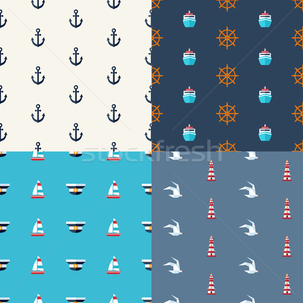 Illustrations vintage design modernes nautique marines Photo stock © Decorwithme