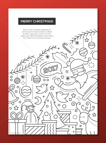 Merry Christmas - line design brochure poster template A4 Stock photo © Decorwithme