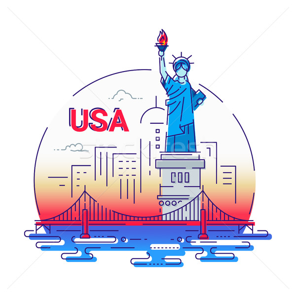 USA - modern vector line travel illustration Stock photo © Decorwithme