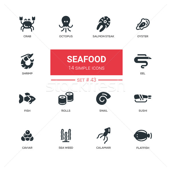 Seafood concept - line design icons set Stock photo © Decorwithme