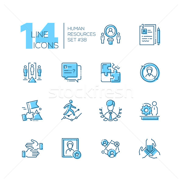 Human resources - set of line design style icons Stock photo © Decorwithme